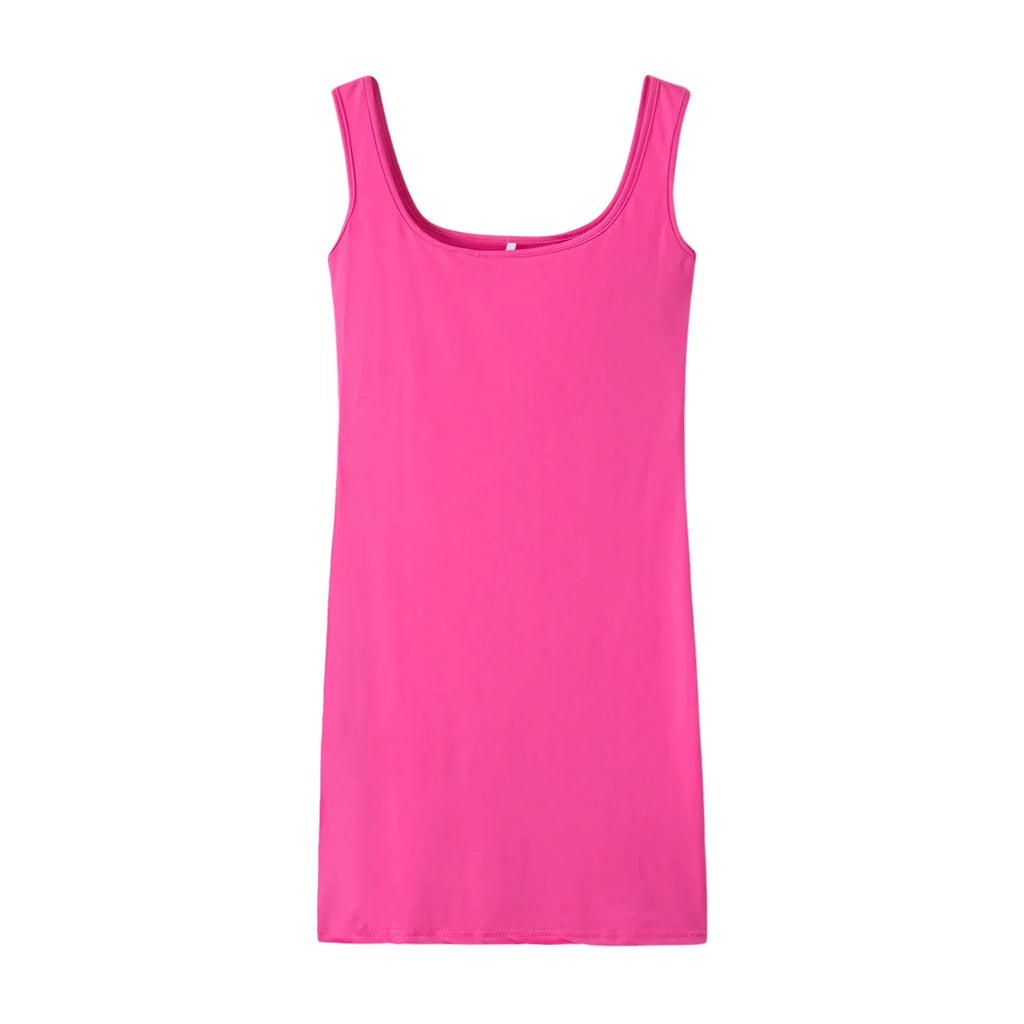 Women Solid Color Strap Casual Summer Sleeveless Dress