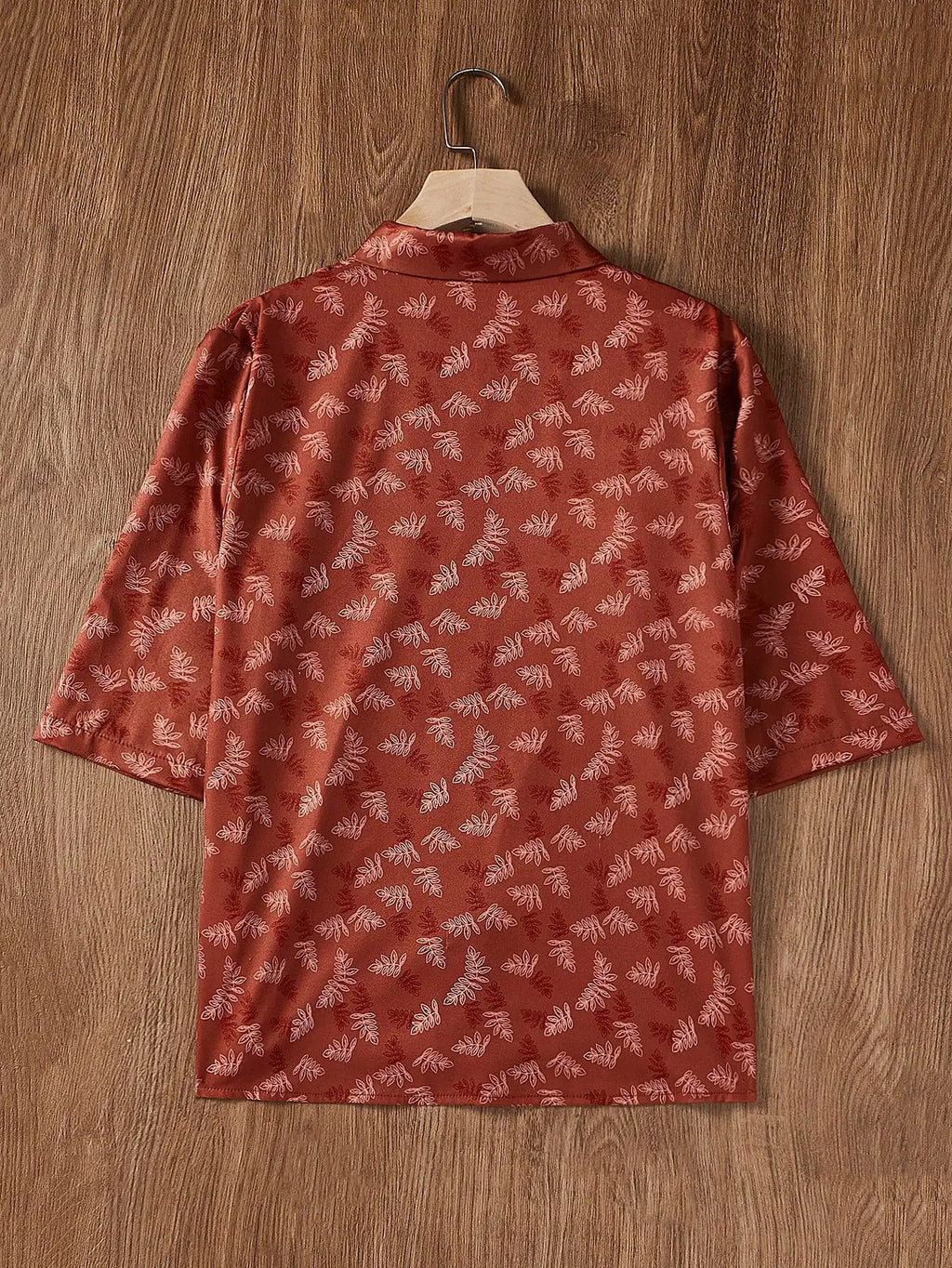 Elegant Womens Lapel Collar Long Sleeve Button Down Printed Casual Shirt