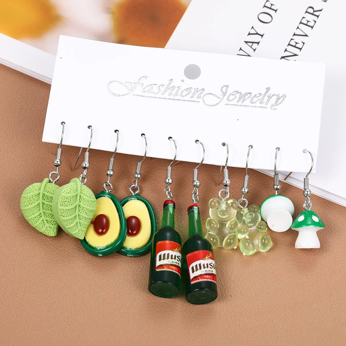 Cute Cartoon Food Fruit Drink Earrings Set for Women Fun Resin Jewelry Gift