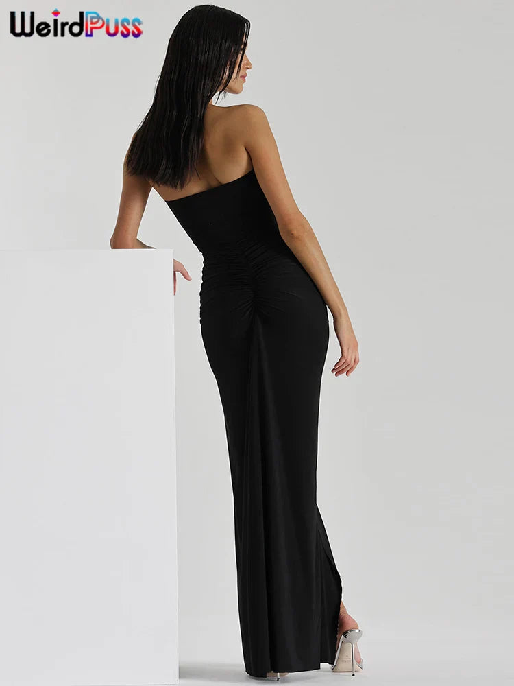 Peach Halter Backless Bodycon Dress With Tassel Ruched