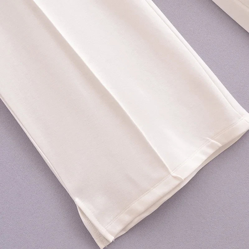 Pleated Long Sleeve Two Piece Pant Set for Women Comfortable Spring Sweatsuit