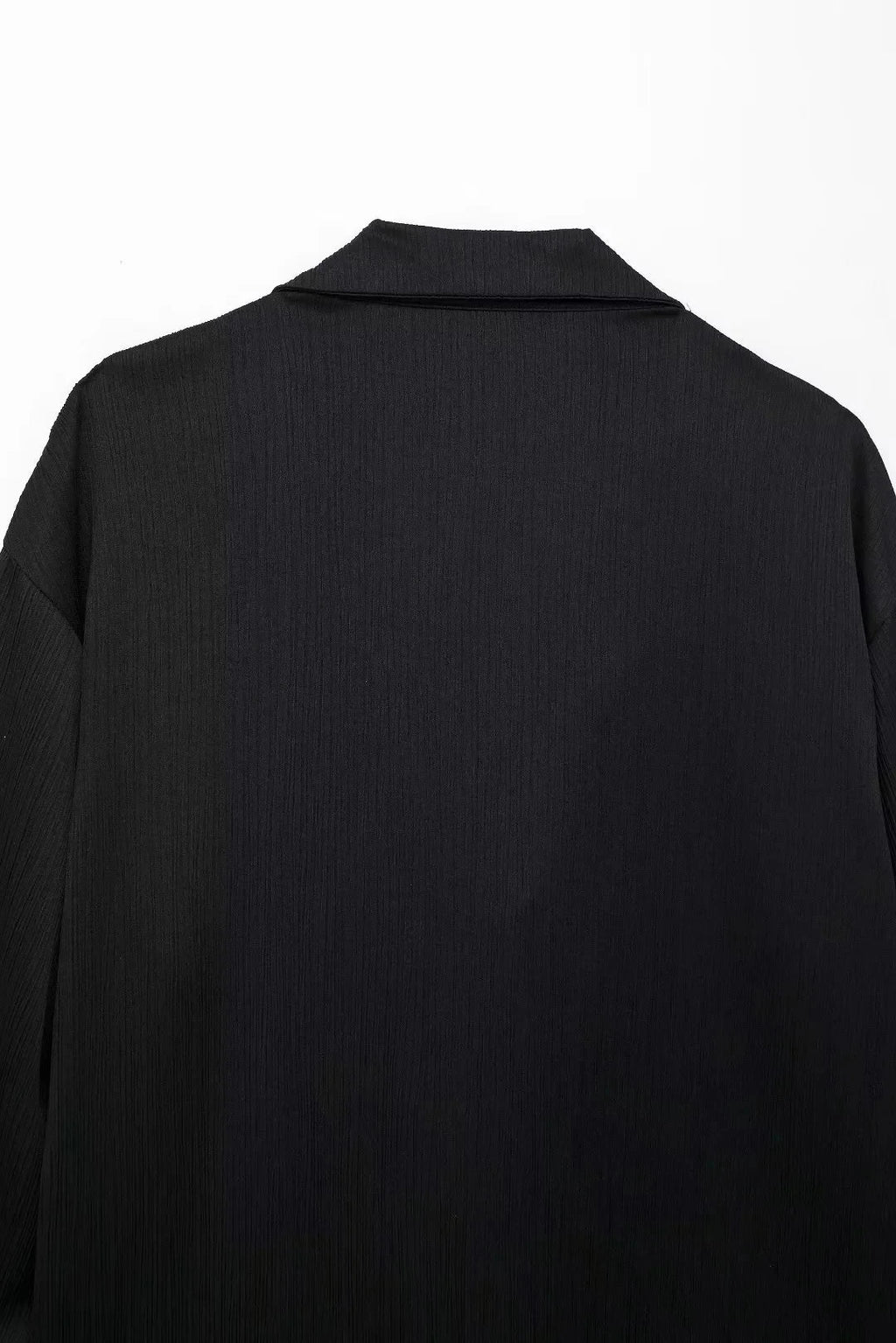 Elegant Women Blazer Pant Suit Set with Wrinkle Effect Double Breasted Long Sleeve Coat and Straight Trouser for Office Wear