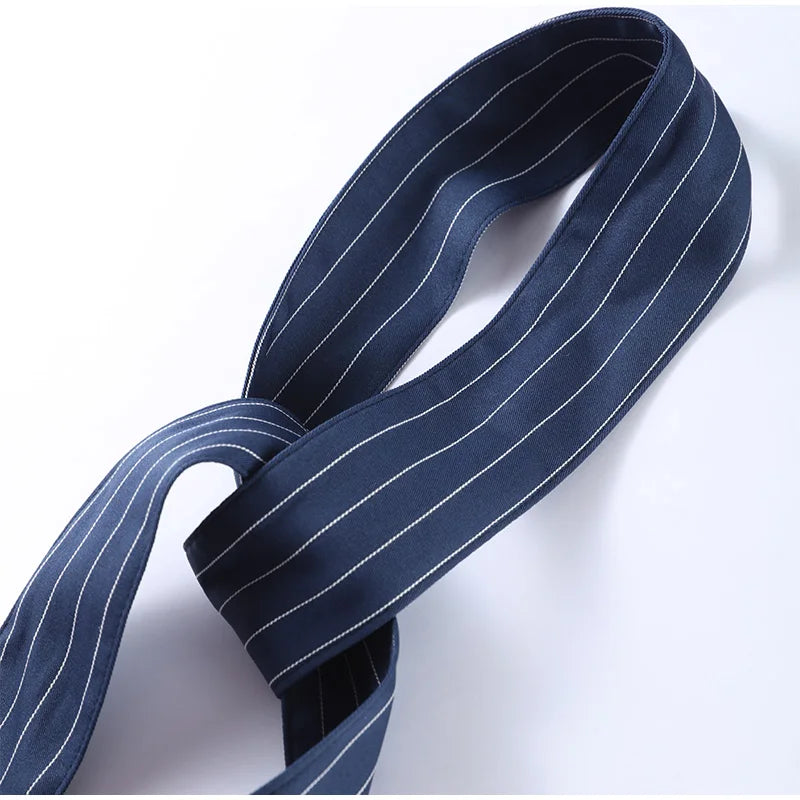 Women's Street Striped Blazer and Skirt Set Slim V-Neck Single Breasted Coat with Ribbon Accent Hip-Hugging Package Skirt Chic Spring Summer Outfit