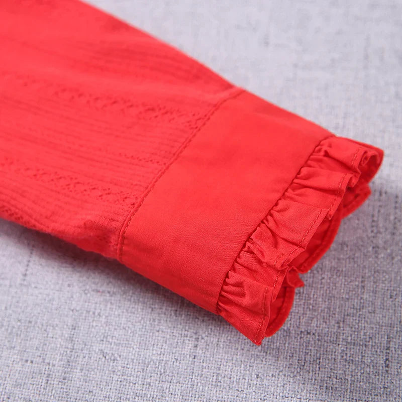 Women's Pure Cotton Long Sleeve Shirt Professional Decoration Body Contour Spring Autumn Fashion Top