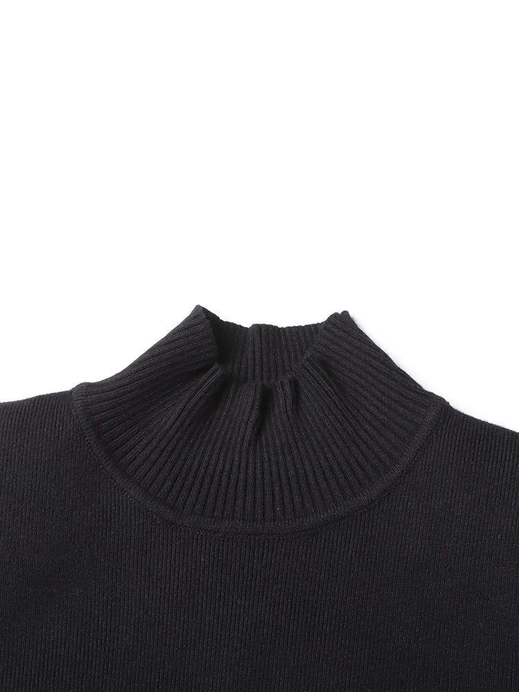Spliced Belt A Line Dress For Women Stand Collar Sleeve