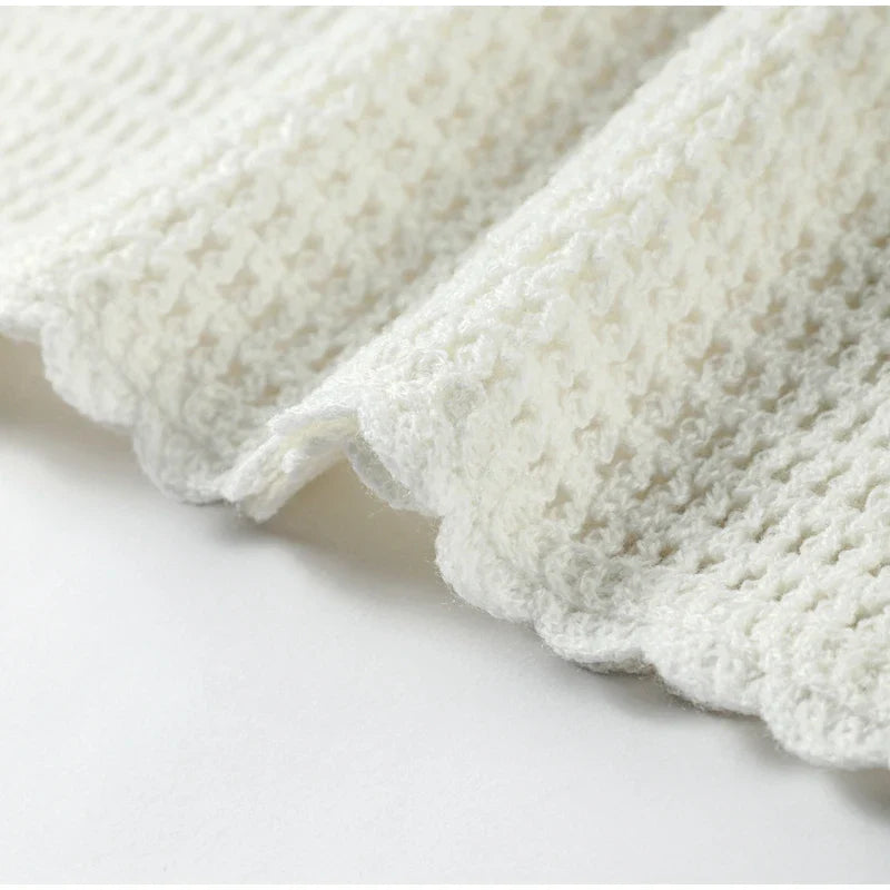 Beach Knit 3D Flower Mini Dress Backless Halter Sundress