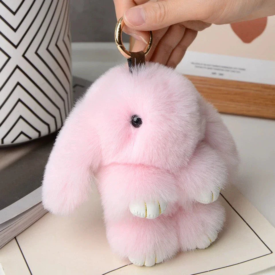Fluffy Rabbit Fur Pompon Bunny Keychain Soft Cute Rabbit Toy Bag Decoration Gift for Girls