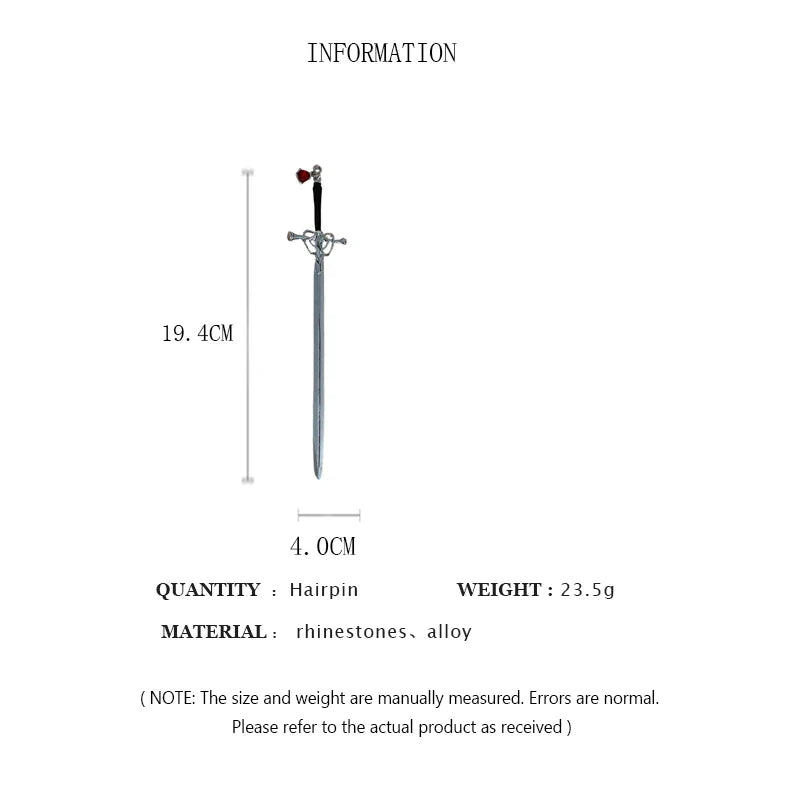 Chinese Style Ruby Hairpin for Women Punk Hair Stick Ponytail Accessory