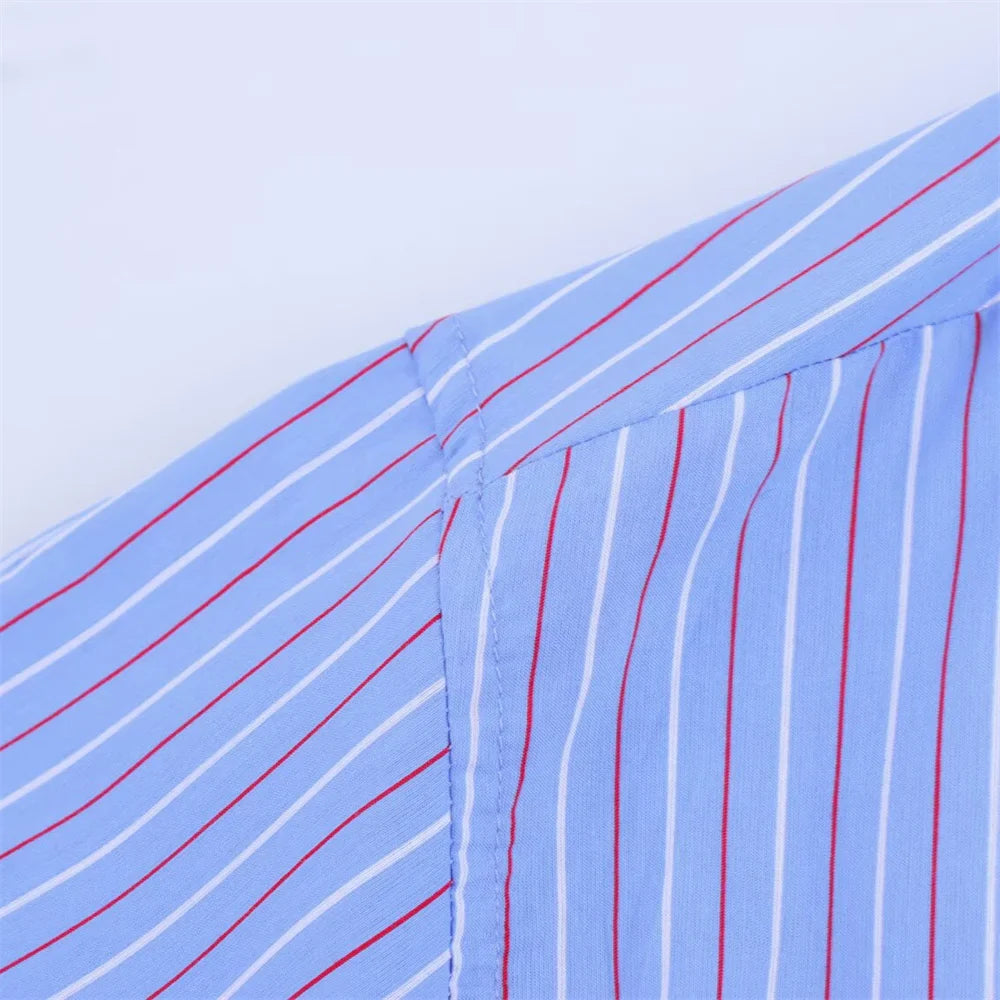 Women's Casual Striped Loose Shirt and Pants Set for Spring and Summer Fashion