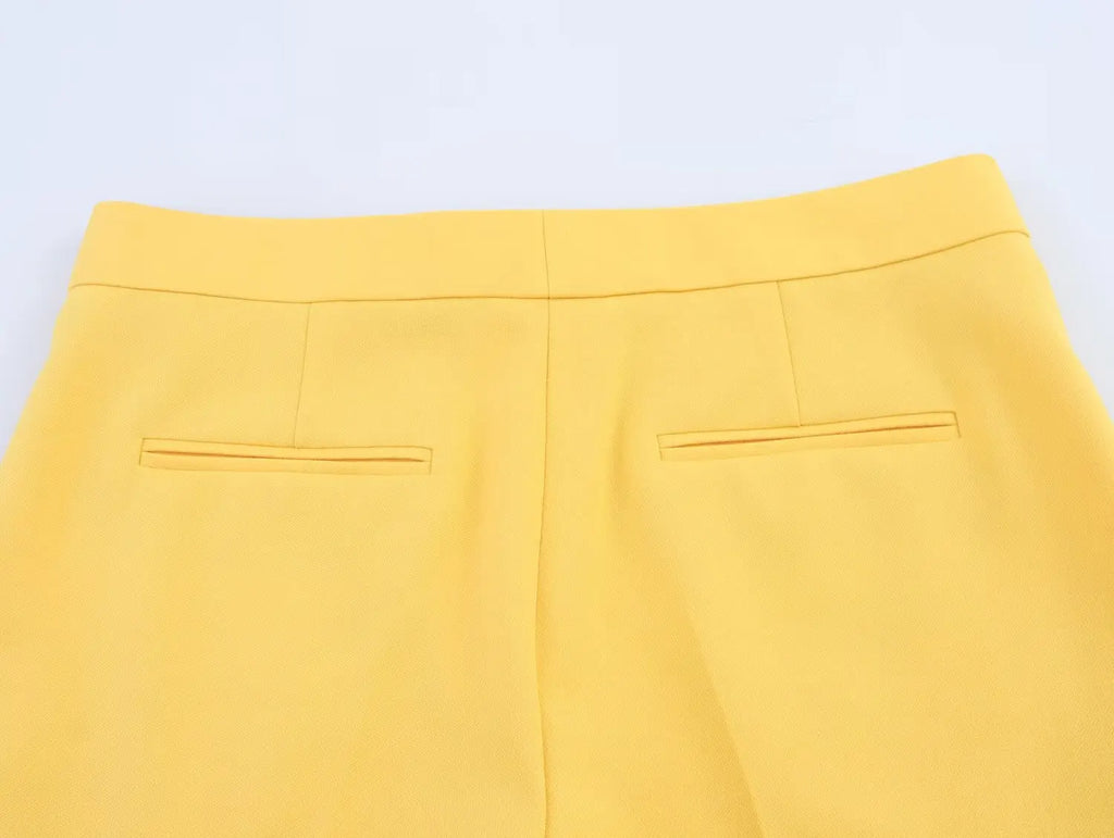 Women's Casual Chic Suit with Lapel Jacket and High Waist Flared Pants for Spring and Summer