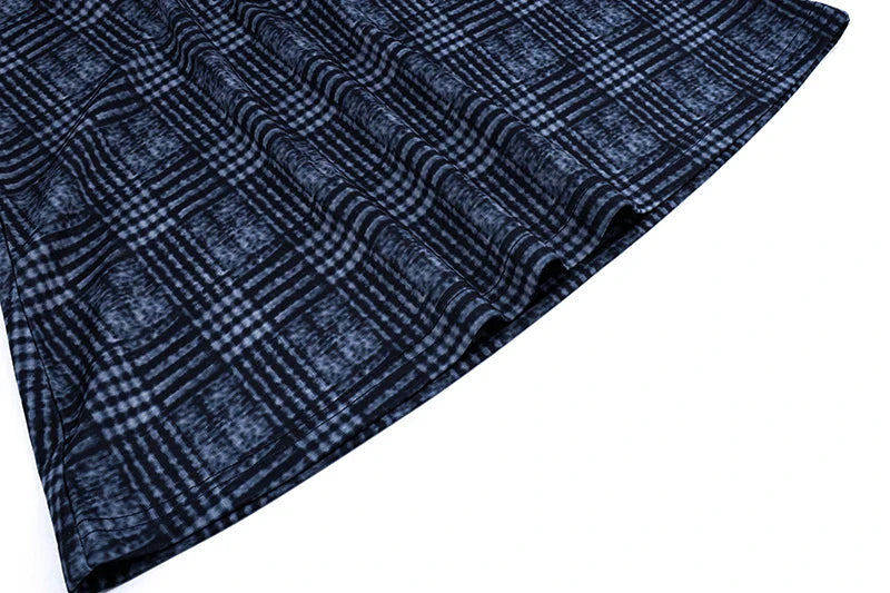 Plaid Backless Bodycon Mini Dress with Suspender Straps