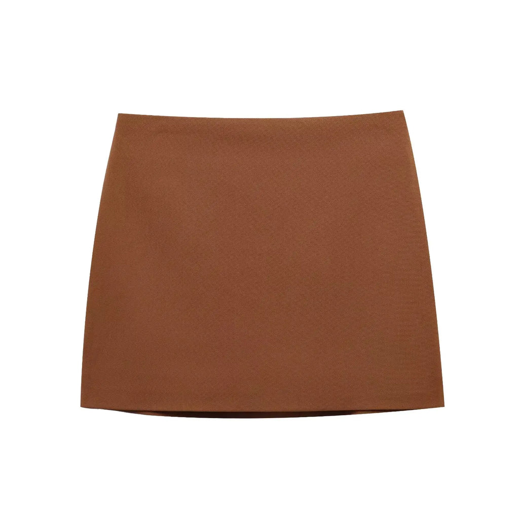 Women's Sleeveless Button-Down Vest with Pockets and Matching Mini Skirt Two-Piece Set for Chic and Stylish Look