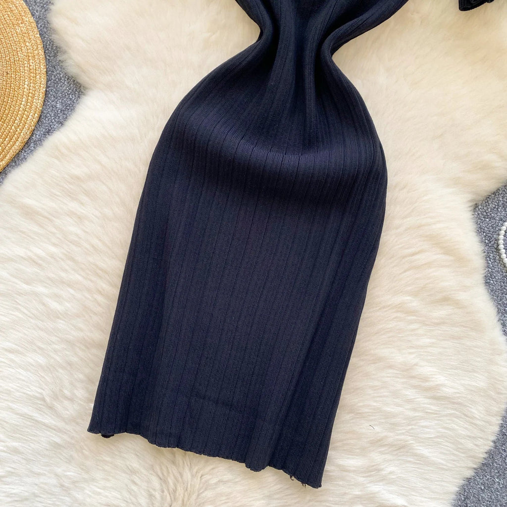 Ruffles Knit Wrap Dress For Women Summer Short Sleeve Casual