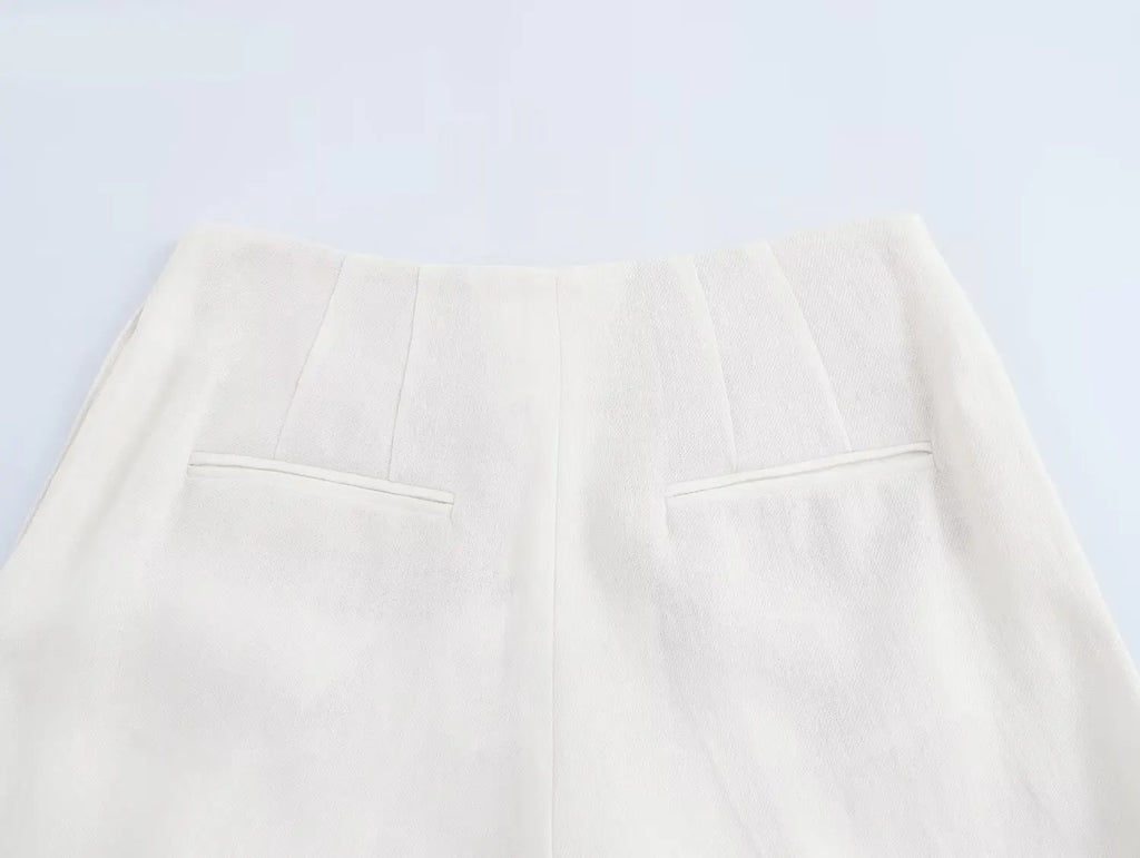 Women's Casual Chic Blended Suit Jacket and Straight Trousers Set for Spring and Summer