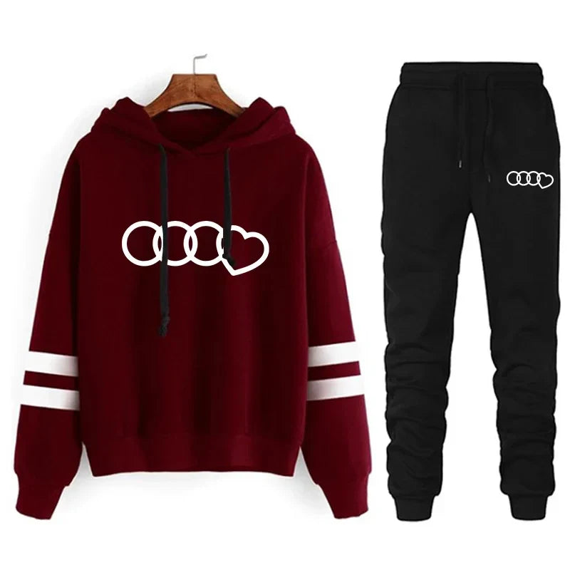 Casual Women's Sweatshirts with Hoodies and Jogging Tracksuit Sports Suit for Outdoor Activities