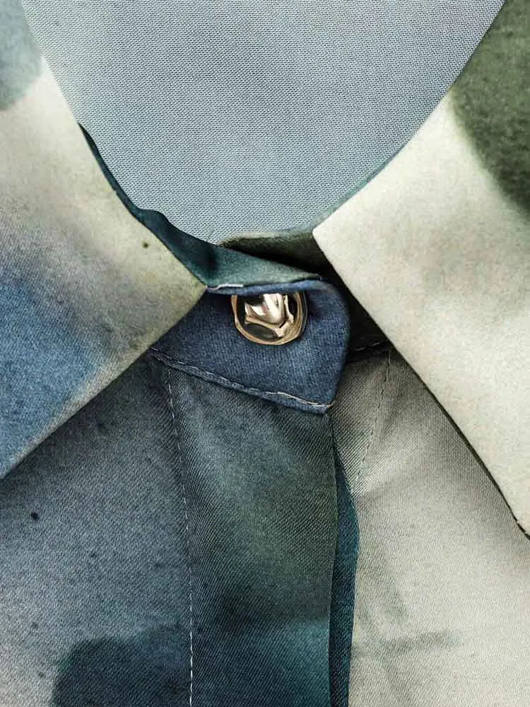 Elegant Printed Silk Satin Lapel Long Sleeve Shirt for Women with Soft Texture and Stylish Fit