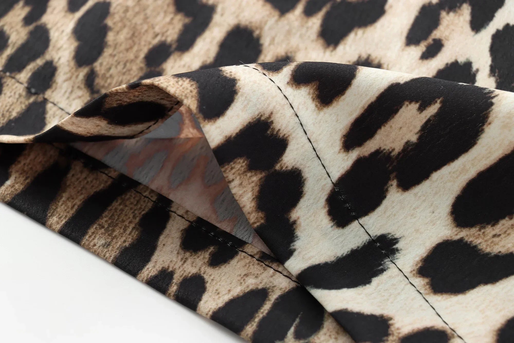 Leopard Print Midi Dress For Women Shirt Style Short Sleeve