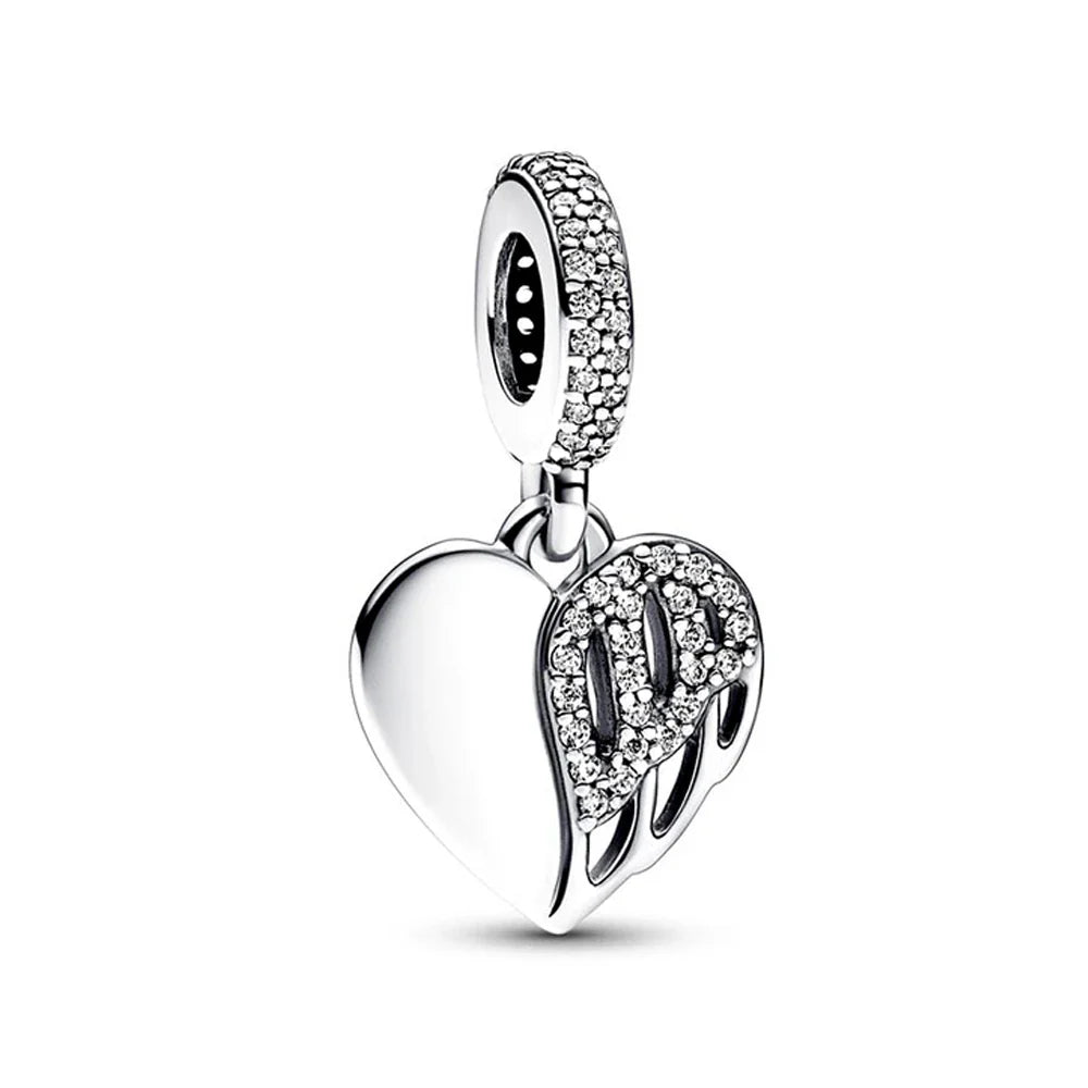 Heart and Angel Charms for 3mm Bracelets - 925 Silver DIY Jewelry Accessories for Women