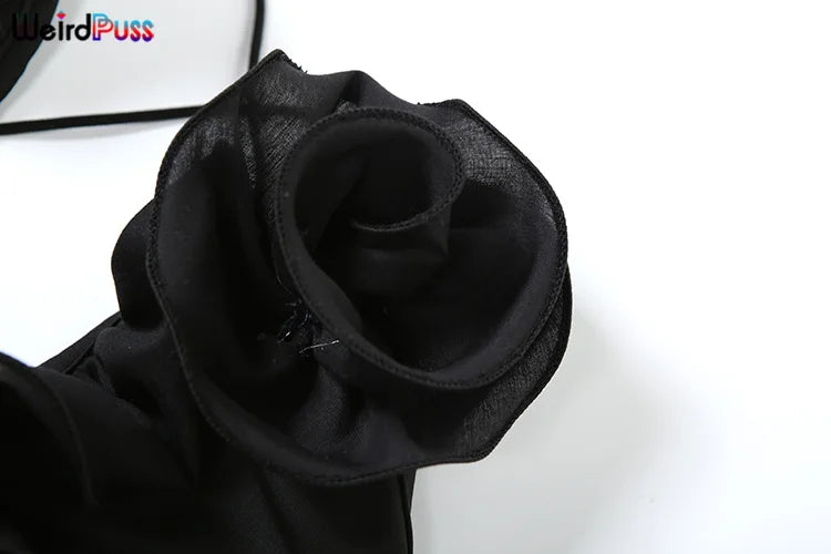 Weird Puss Blossoms Deep V-Neck Sleeveless Backless Jumpsuit for Women with Elastic Mesh Patchwork Skinny Stretch Flare Overalls