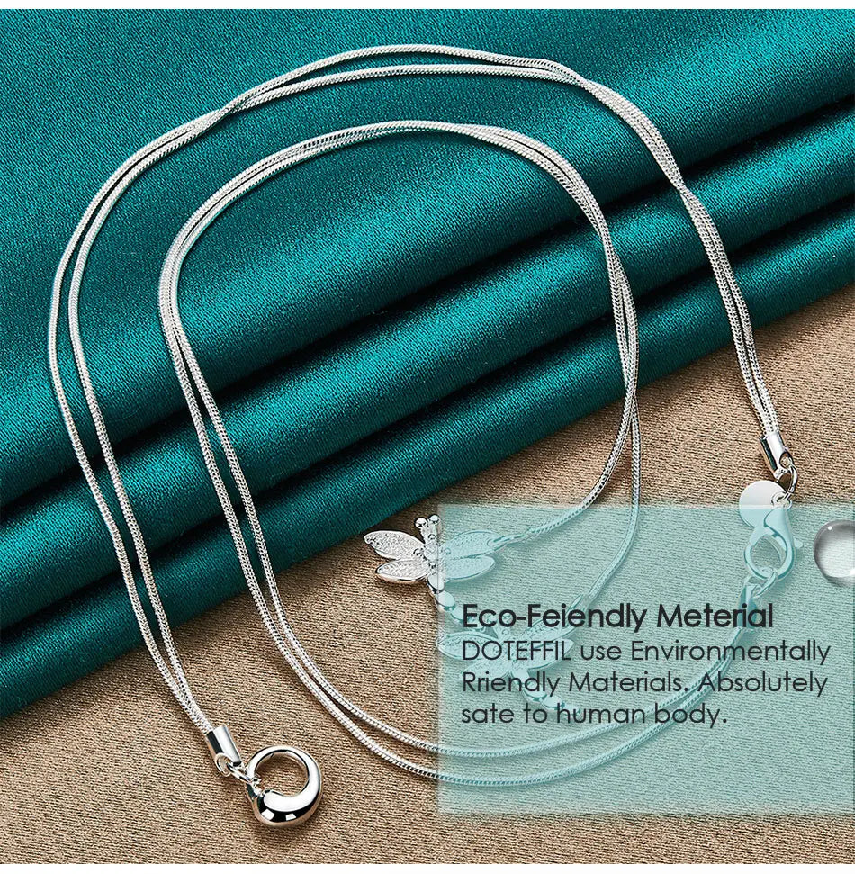 925 Sterling Silver Dragonfly Pendant Necklace for Women with Snake Chain Wedding Engagement Jewelry