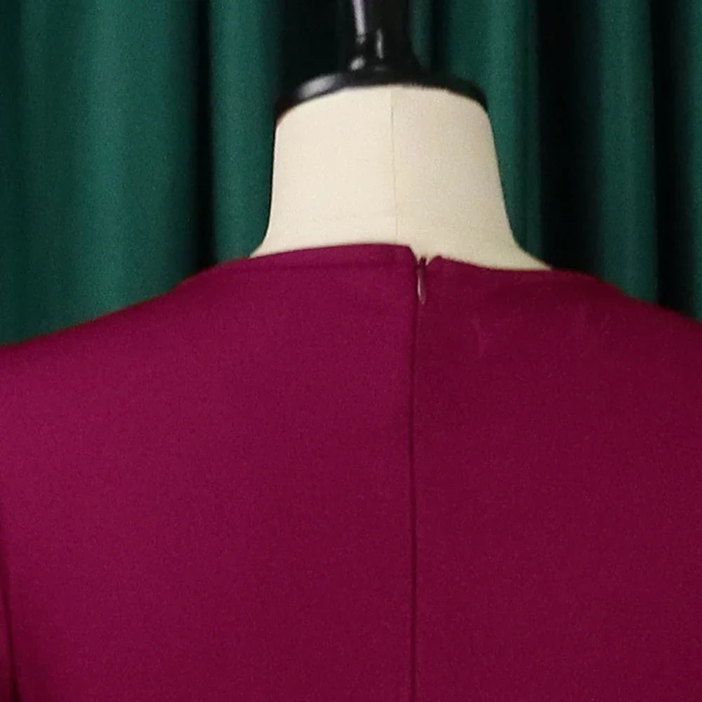 Elegant Womens Belted Round Neck Ruffle Sleeve Midi Dress