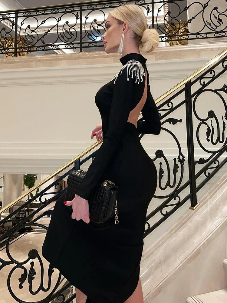 Backless Maxi Dress For Women Hollow Out Slim Bodycon