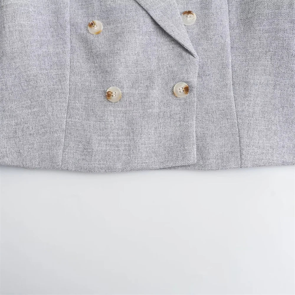 Womens Double Breasted Blazer And Trousers Two Piece Set