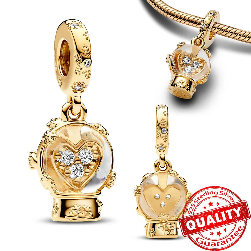 925 Sterling Silver Love Heart Envelope Rose Pendant with Crystal Ball for DIY Bracelet and Necklace Jewelry Gifts