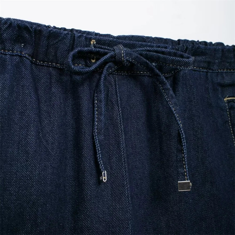 Autumn Casual Loose Cotton Denim Shirt and Pants Set for Effortless Style