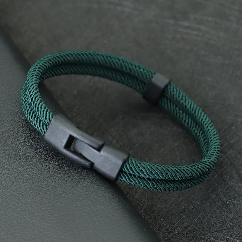 Men's Double Layer Nylon Rope Bracelet Detachable Stackable Leisure Accessory