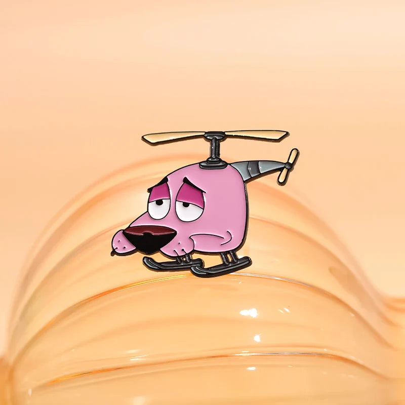 Cute Cartoon Pink Dog Enamel Pins Brooches Fashion Jewelry Accessories Gift for Kids and Friends