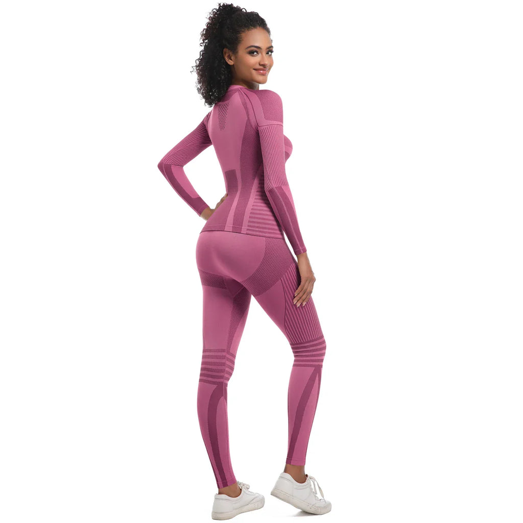 Women Thermal Skiwear Set Yoga and Fitness Workout Suit for Skiing Snowboarding Running and Exercise