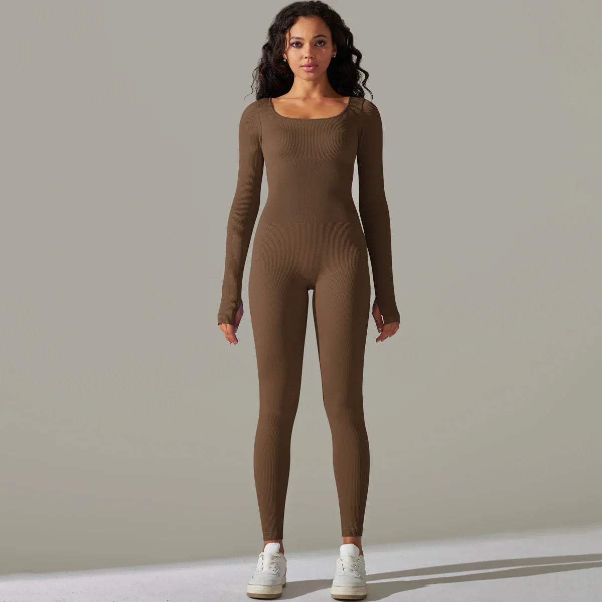 Women's Yoga Tracksuit Set One Piece Long Sleeve Jumpsuit for Workout and Gym Activities