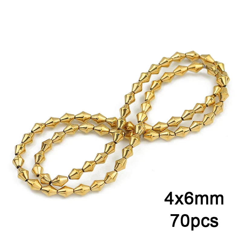 Hematite Natural Stone Gold Plated Loose Beads for DIY Jewelry Making - Star and Heart Shapes