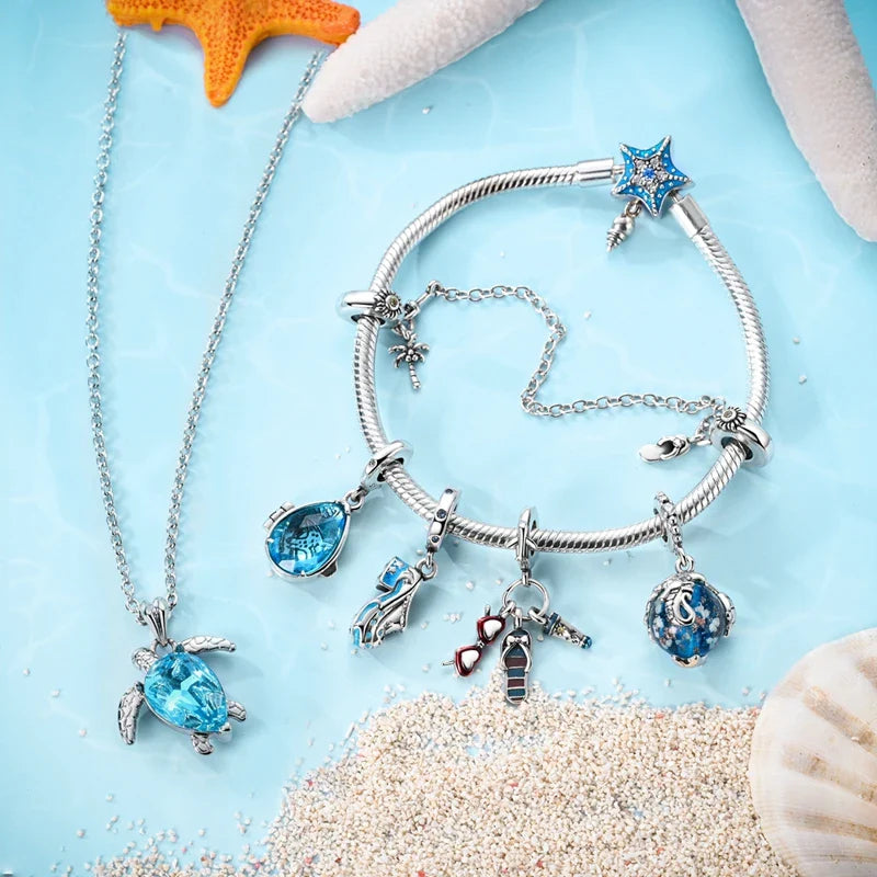 Underwater World 925 Sterling Silver Ocean Animal Pendant for DIY Bracelet or Necklace