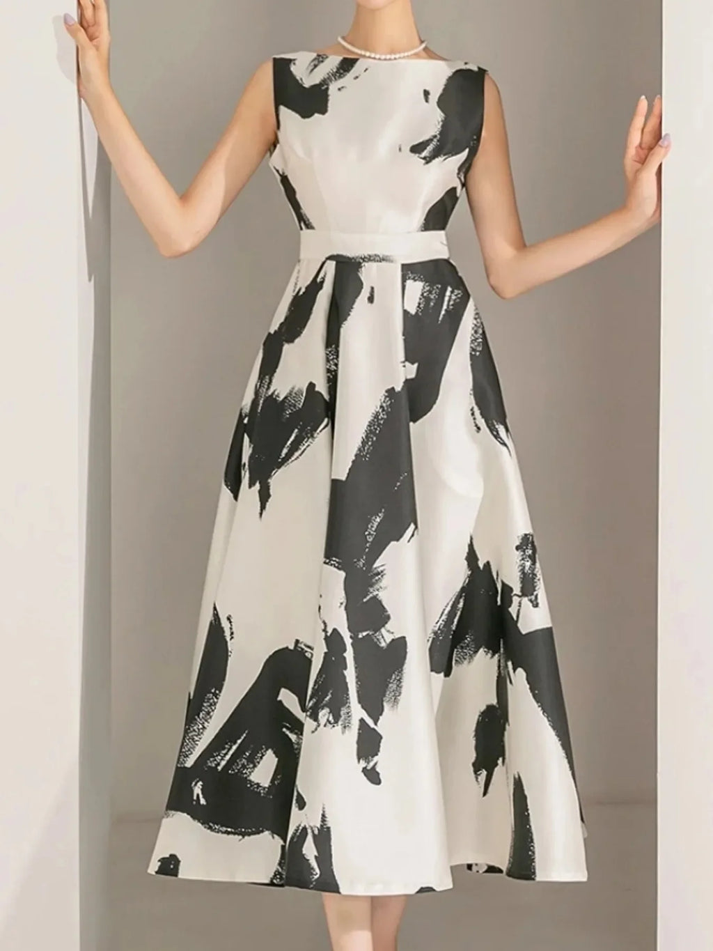 Women Sleeveless Midi Dress A Line For Party Casual Summer