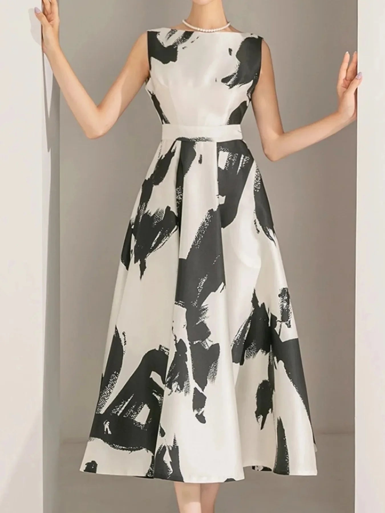 Women Sleeveless Midi Dress A Line For Party Casual Summer