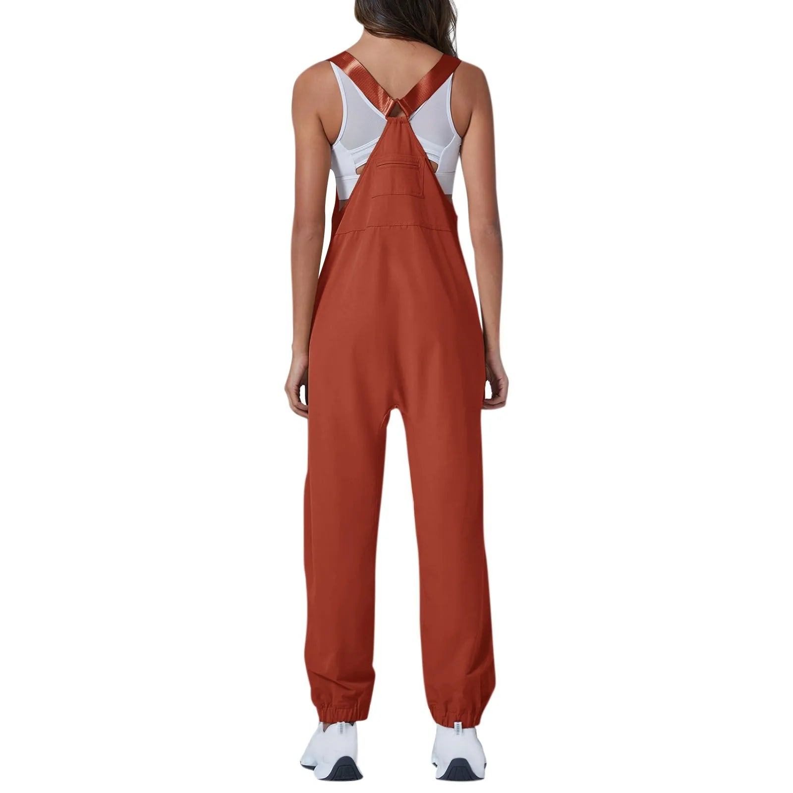 Women's Summer Casual Loose Wide Leg Jumpsuit with Adjustable Straps Pockets and Retro Button Detail Solid Color Sleeveless Overalls