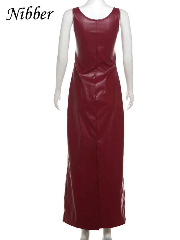 Elegant Sleeveless Leather Bodycon Party Dress For Summer