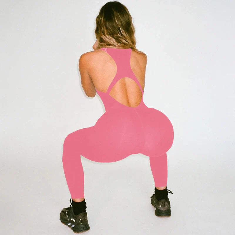 Sleeveless Hollow Out Solid Bodycon Jumpsuit Women Summer Fashion Streetwear Romper Sportswear