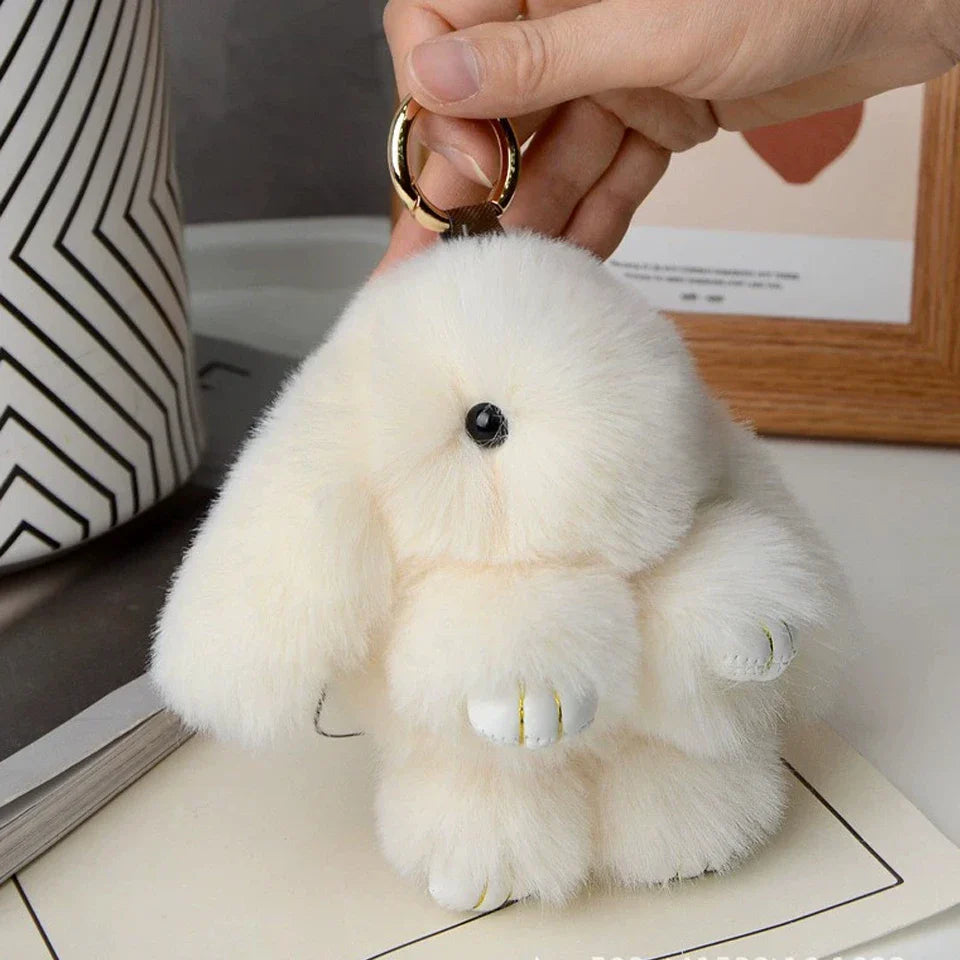 Fluffy Rabbit Fur Pompon Bunny Keychain Soft Cute Rabbit Toy Bag Decoration Gift for Girls