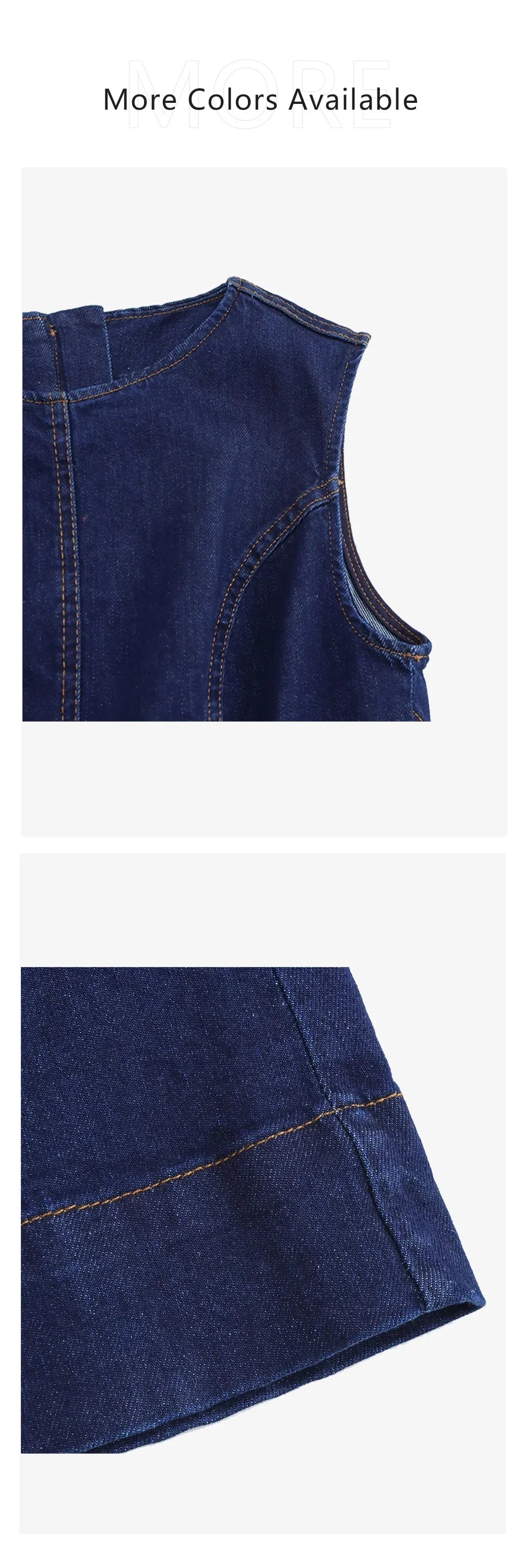 Cowboy Style Sleeveless Midi Dress With Zipper Decoration