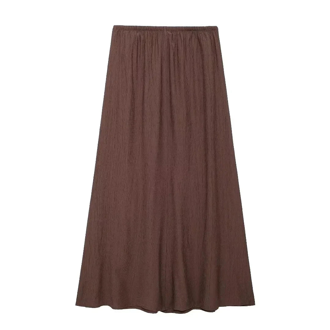 Tied Sleeveless Vest Top and High Waist Midi Skirt Two Piece Set Women's Summer Waistcoat Long Skirt Outfit