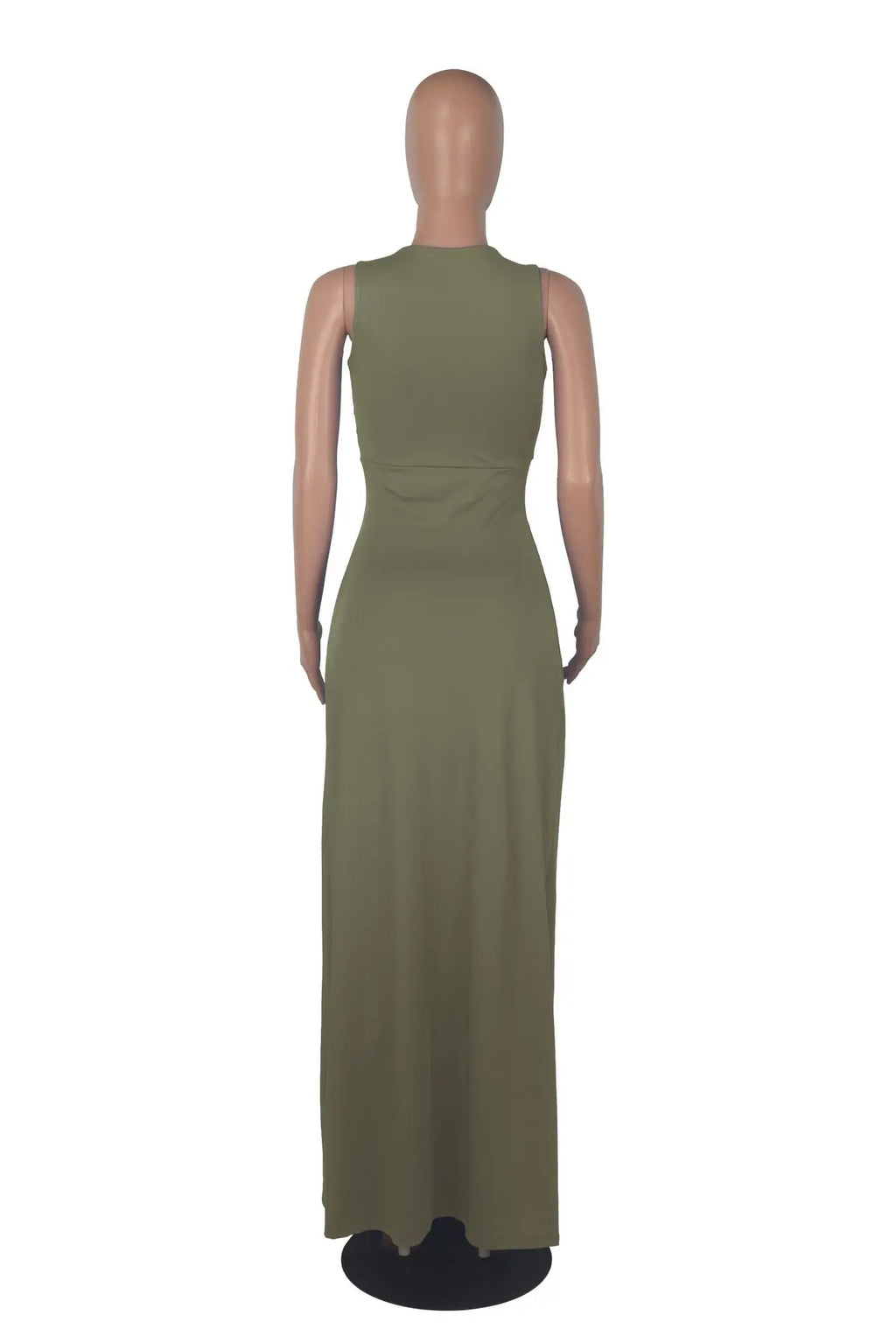 Backless V Neck Sleeveless Maxi Dress With Slit For Party