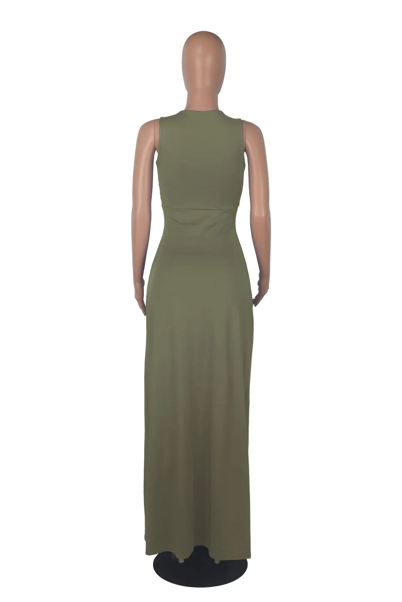 Backless V Neck Sleeveless Maxi Dress With Slit For Party