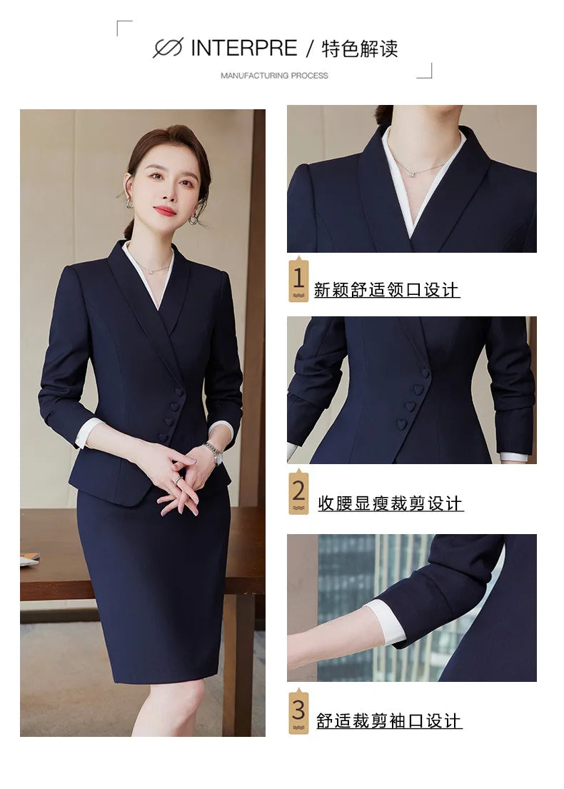 Ladies Formal Pant Suit Set with Blazer and Trousers for Professional Business Attire, Stylish Autumn Winter Women's Work Wear Outfit