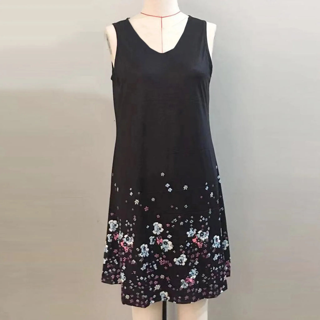 Floral Boho Sundress With Pockets V Neck Knee Length