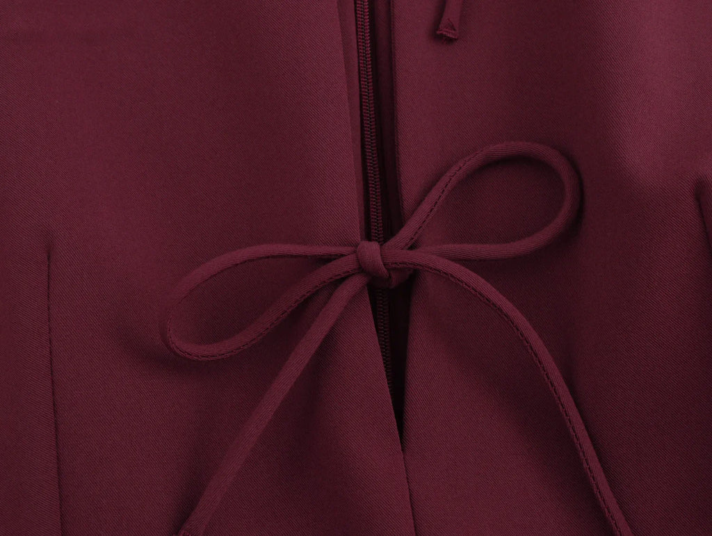 Hollow Out Bow Mini Dress Women Pleated Sleeveless Party