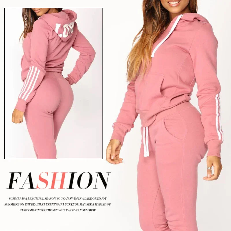 Comfortable Women's Zipper Hoodie and Jogging Suit Set Casual Sportswear for Gym Outdoor Daily Wear High Quality Fashion Matching Tracksuit