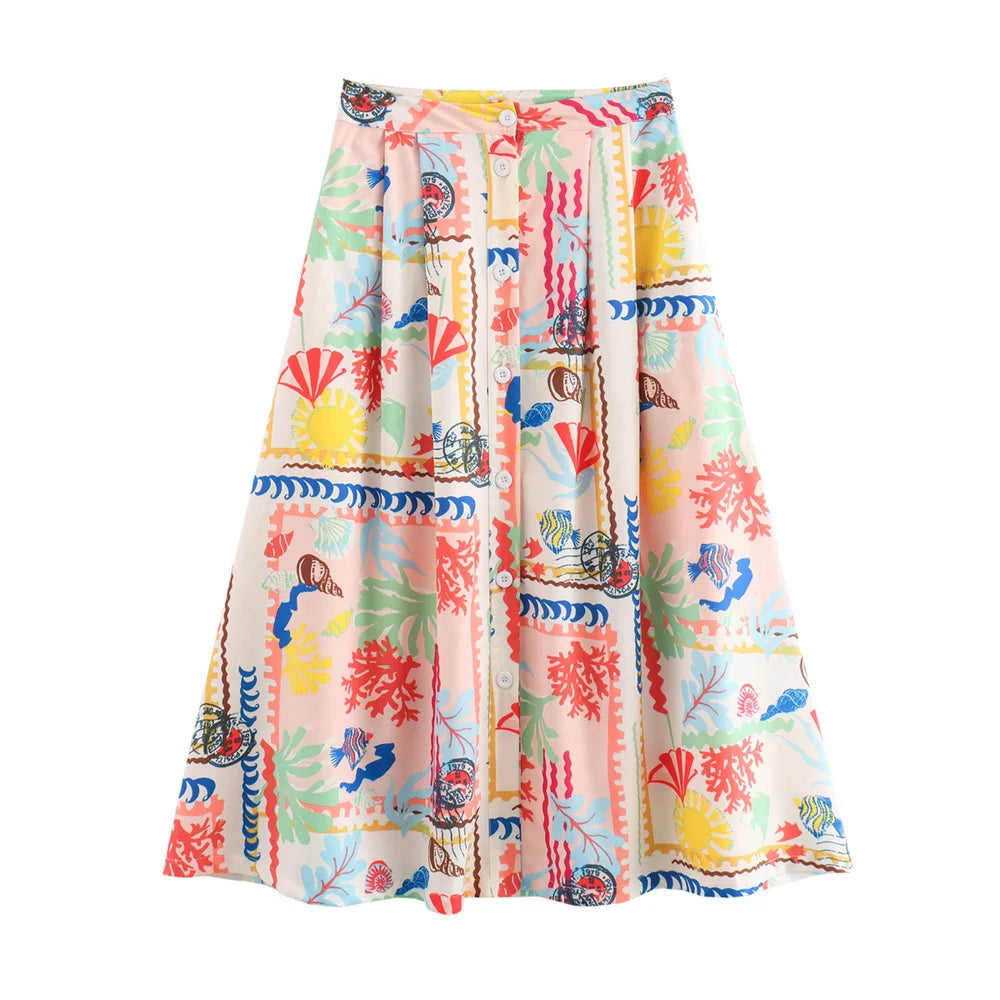 Chic Women's Summer Two-Piece Set Dopamine Style Half-Length Skirt and Matching Top Fashion Ensemble